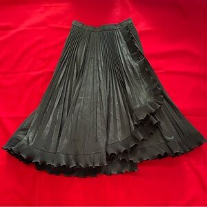 Vintage Frank Usher Londen Elegant Black Ruffles Pleated Skirt